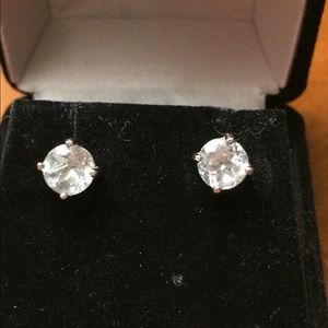 Sterling Silver Genuine Aquamarine Stud Earrings
